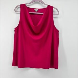 J.Crew Womens Magenta Pink Cowl Neck Sleeveless Shell Top Size M Relaxed Fit